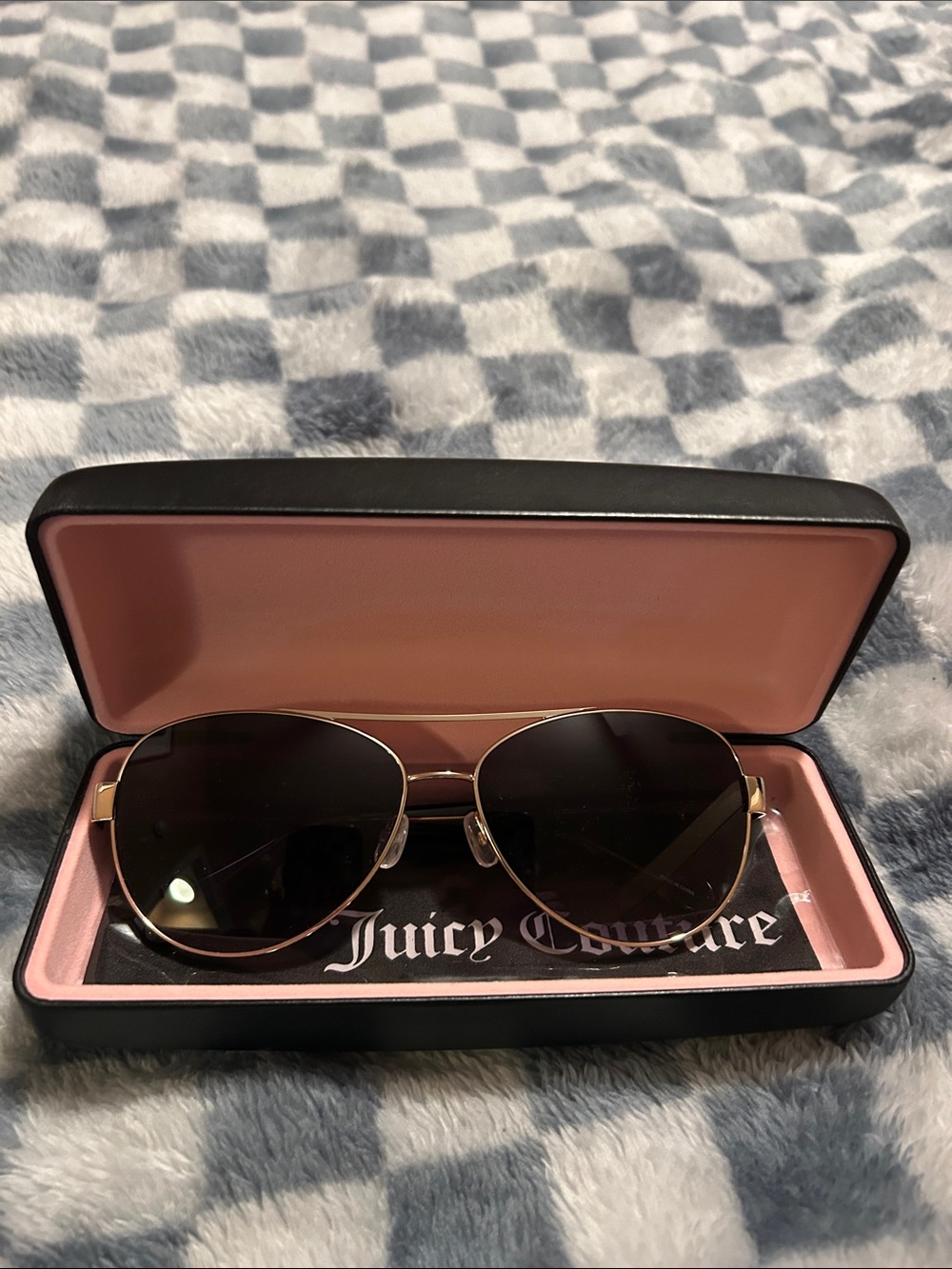 Juicy Couture Gold Metal Aviator Sunglasses with Black Lenses